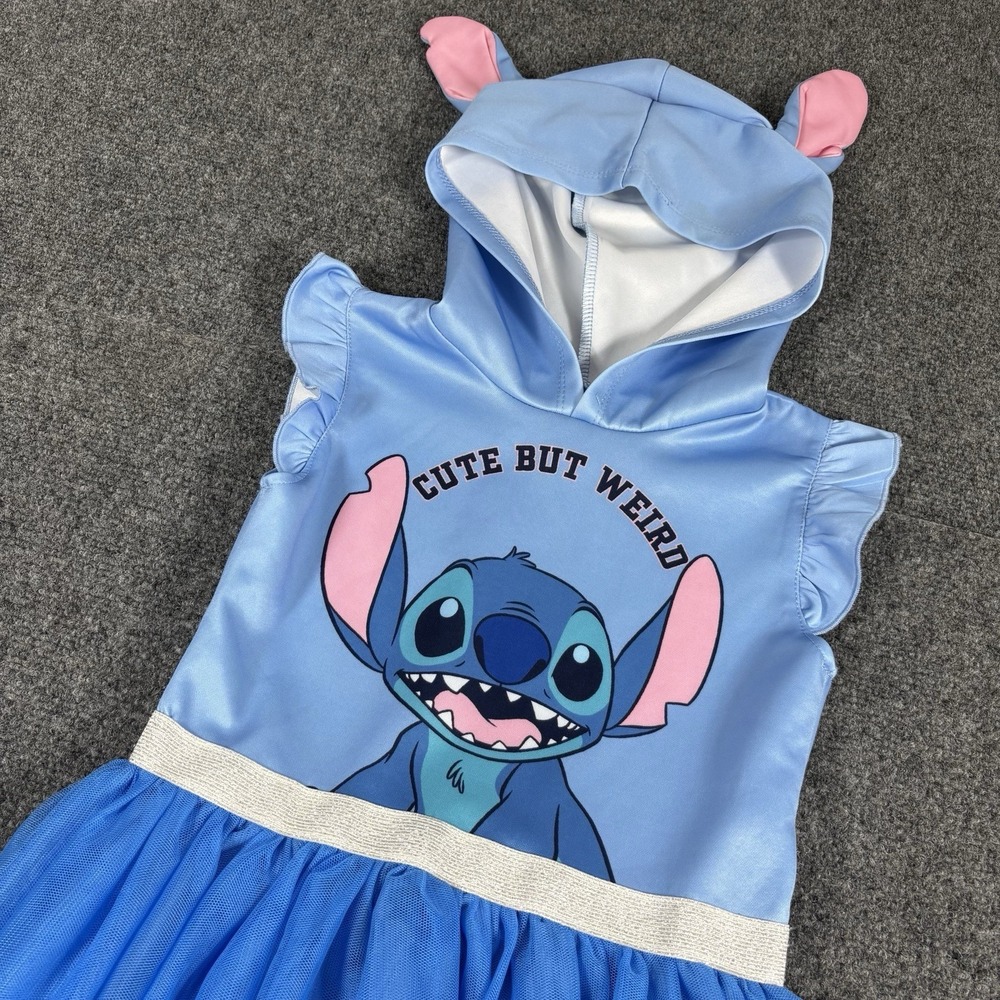 Disney Girls Stitch Hooded Cosplay Dress‎ with Tulle Skirt - Size M (7/8)